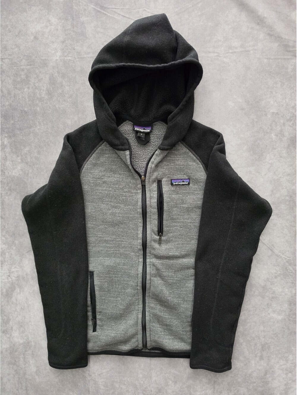 SKU0263 Patagonia Better Sweater Hoodie Jacket Mens Small Gray Black Full Zip